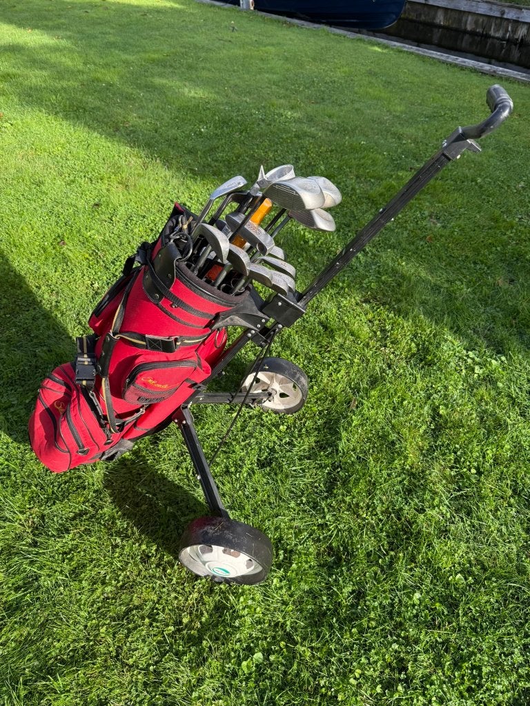 Golfset met tas, trolley en ballen, Ophalen, Gebruikt, Set, Overige merken