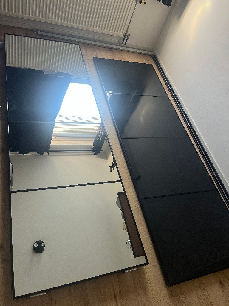 IKEA PAX schuifdeuren, zwart (vermoedelijk Stordal), Huis en Inrichting, Kasten | Kledingkasten, Ophalen, Minder dan 50 cm, 200 cm of meer