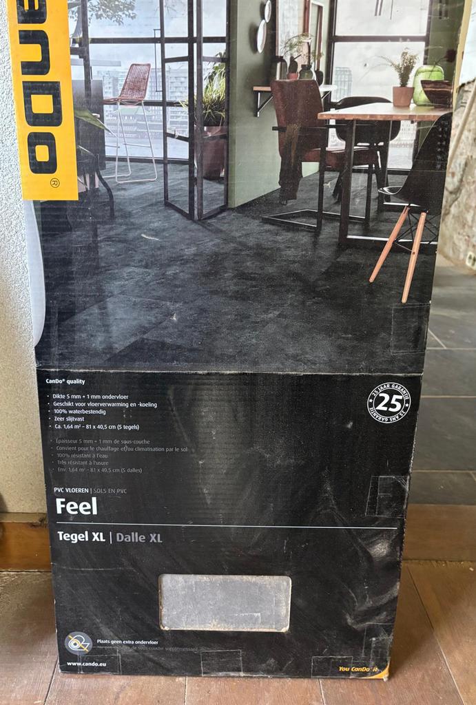 Cando PVC tegels 1 nieuw pak Feel XL warm grijs, Ophalen, Overige materialen, 60 cm of meer, Nieuw