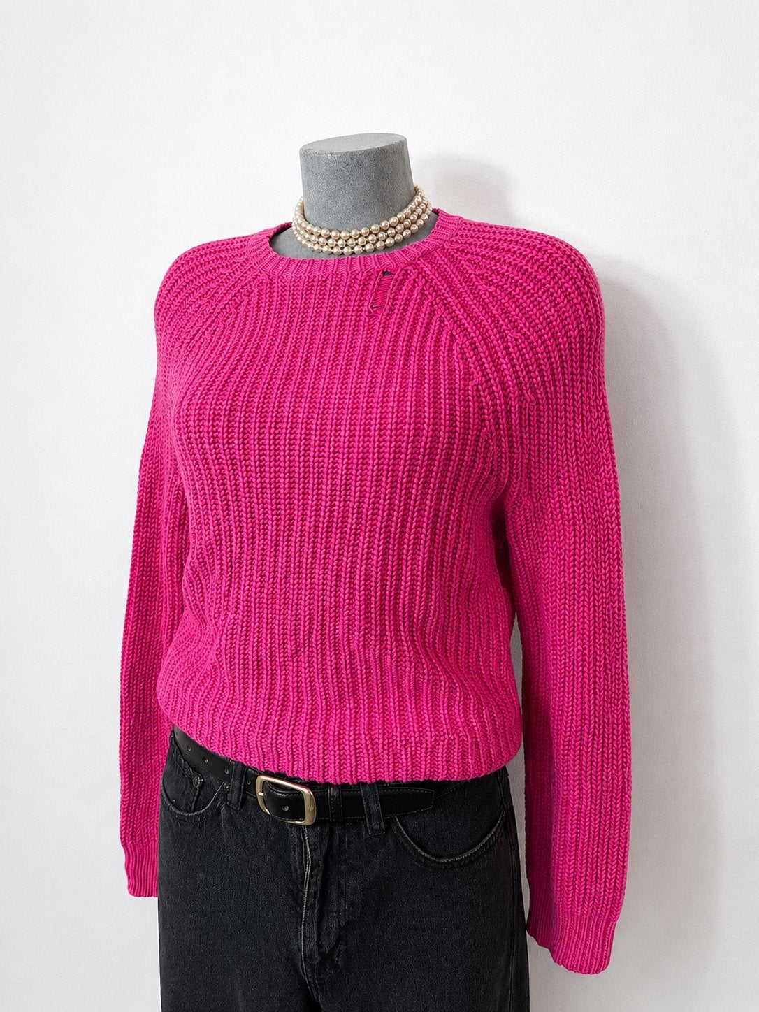 Lauren Ralph Lauren roze grofgebreide katoenen trui maat M, Kleding | Dames, Ophalen of Verzenden, Zo goed als nieuw, Roze