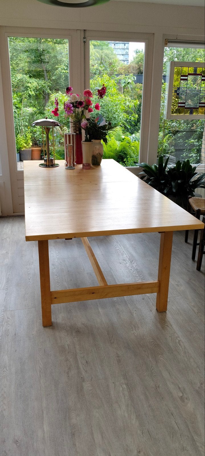 Grote houten eettafel - Ideaal voor families, Ophalen, Gebruikt, 200 cm of meer, 50 tot 100 cm