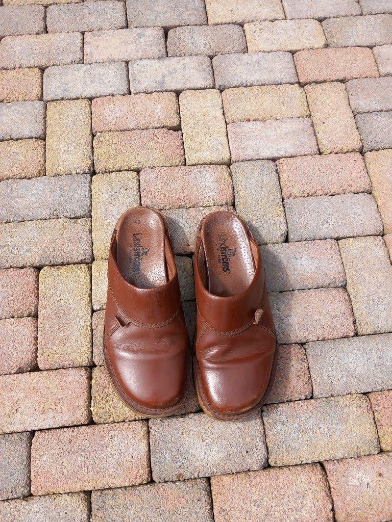Leren heren slippers, maat 43, Bruin, Gedragen, Ophalen, Slippers