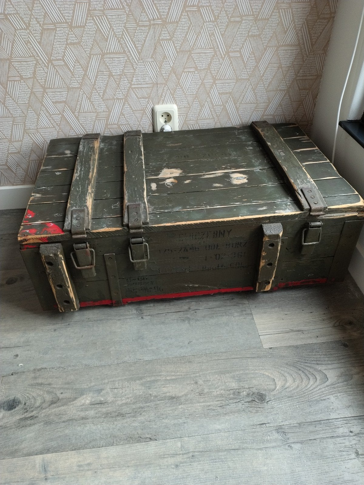 Houten kist - 100 x 70 cm - Vintage look, Huis en Inrichting, Woonaccessoires | Kisten, Ophalen, 50 – 75, Gebruikt, 100 tot 150 cm