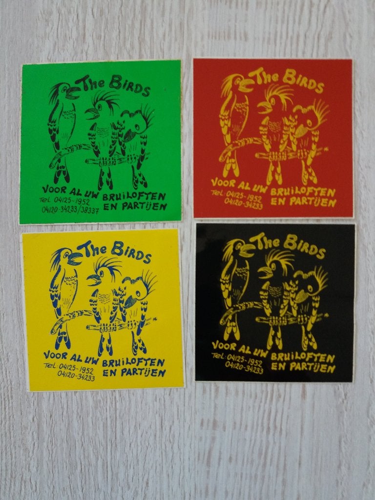 4 stickers voor al uw Bruiloften en Partijen The Birds, Ophalen of Verzenden, Zo goed als nieuw, Overige typen