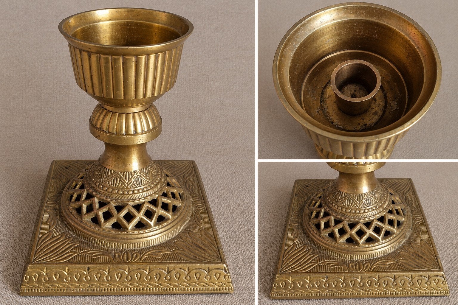 Vintage messingkleurige kandelaar, Ophalen of Verzenden
