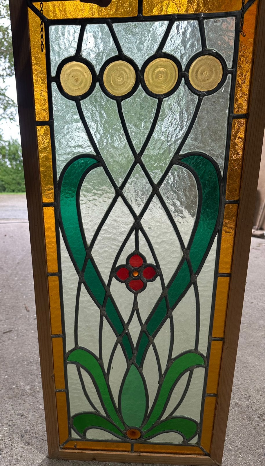 Glas in lood raam bloem, Doe-het-zelf en Verbouw, Glas en Ramen, Ophalen, Zo goed als nieuw, Glas in lood, Minder dan 80 cm