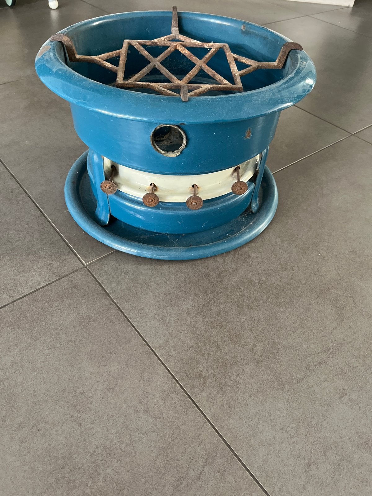 Vintage Petroleum Kooktoestel - Blauw Emaille, Antiek en Kunst, Ophalen of Verzenden
