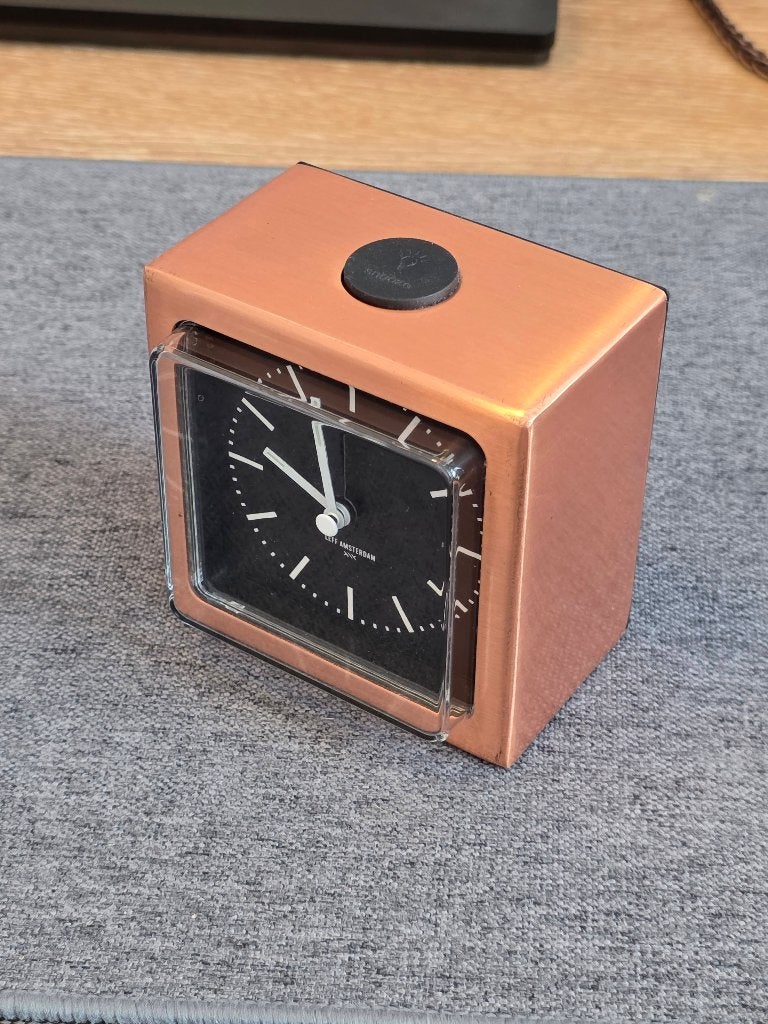 Leff Block tafelklok Koper, Analoog, Ophalen of Verzenden, Zo goed als nieuw, Overige kleuren