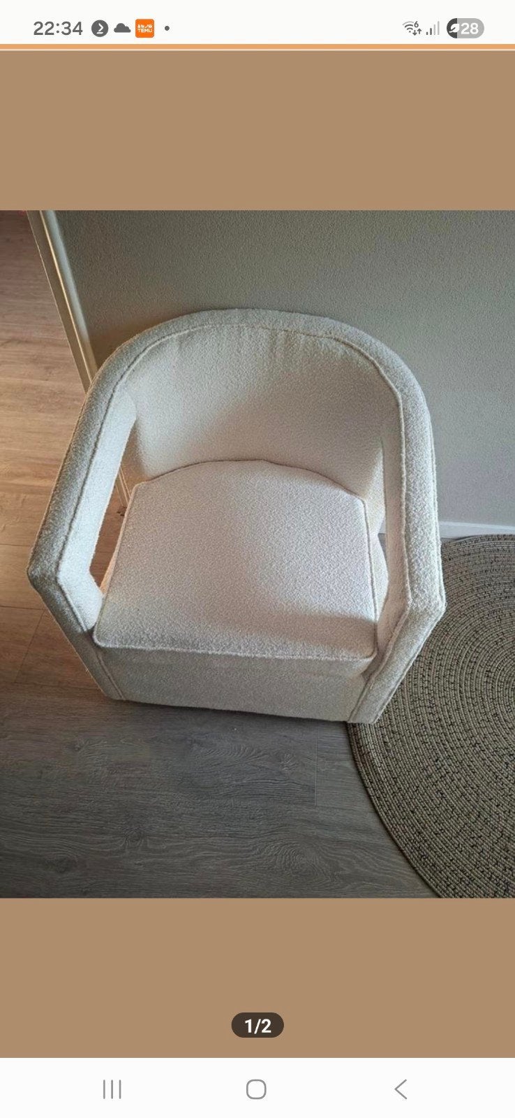 Stijlvolle witte fauteuil, 75 tot 100 cm, Ophalen of Verzenden, Zo goed als nieuw, 75 tot 100 cm