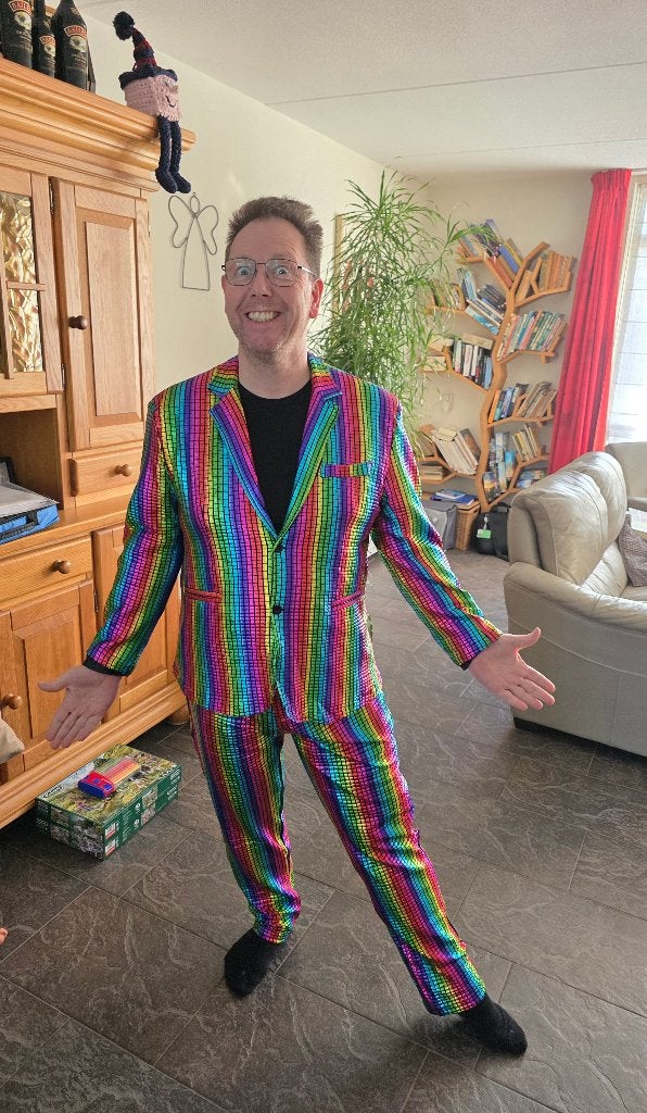 regenboog glitterpakken 21 stuks, Carnaval, Maat 46/48 (XL) of groter, Ophalen of Verzenden, Zo goed als nieuw