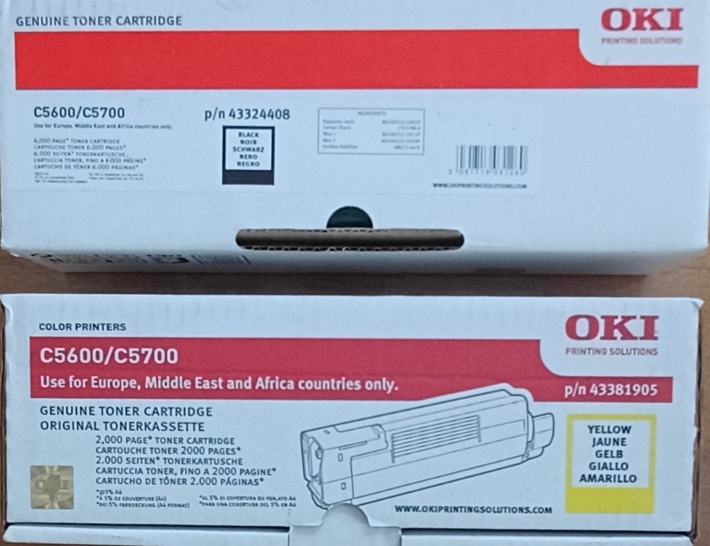 Nieuwe OKI C5600/C5700 Toners (Zwart & Geel) + OKI Beelddrum, Ophalen of Verzenden, Nieuw, Toner, OKI