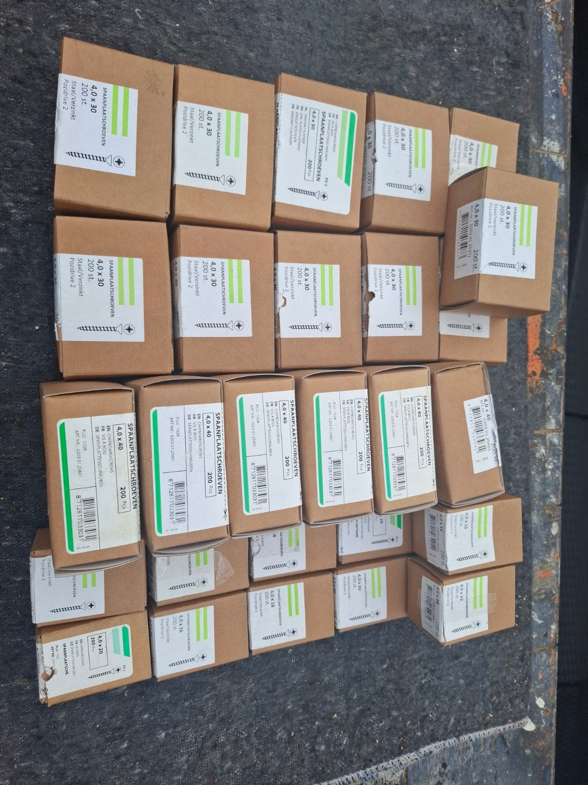 Spaanplaatschroeven diverse maten - 200 stuks per doos, Ophalen, Nieuw, Minder dan 50 mm, Schroeven
