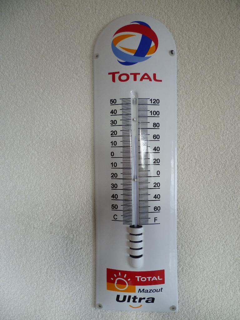 EMAILLE RECLAME THERMOMETER"TOTAL MAZOUT ULTRA"JAREN 80/90, Verzamelen, Merken en Reclamevoorwerpen, Ophalen of Verzenden, Nieuw
