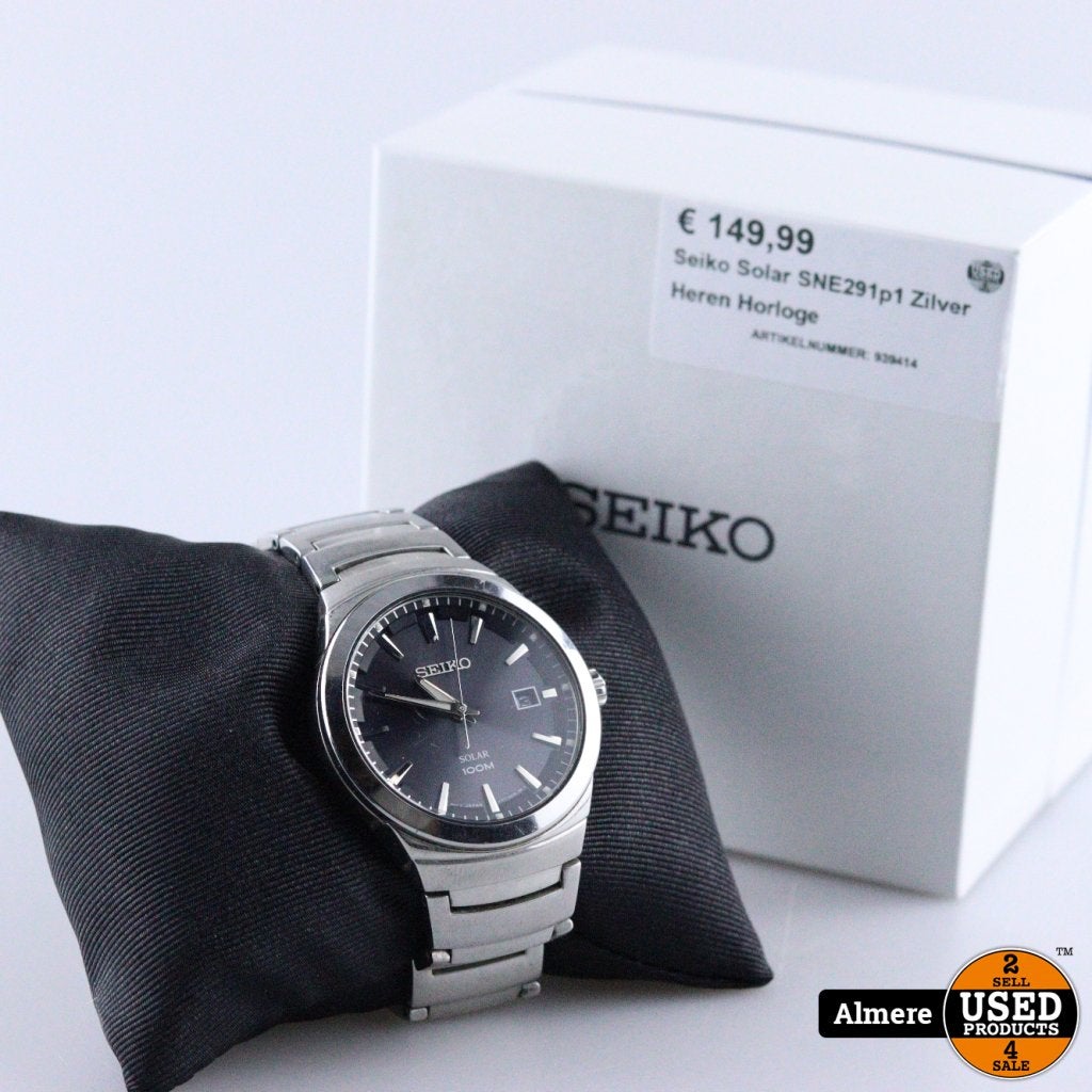 Seiko Solar SNE291p1 Zilver Heren Horloge, Sieraden, Tassen en Uiterlijk, Horloges | Heren, Seiko, Gebruikt, Support@seiko.com