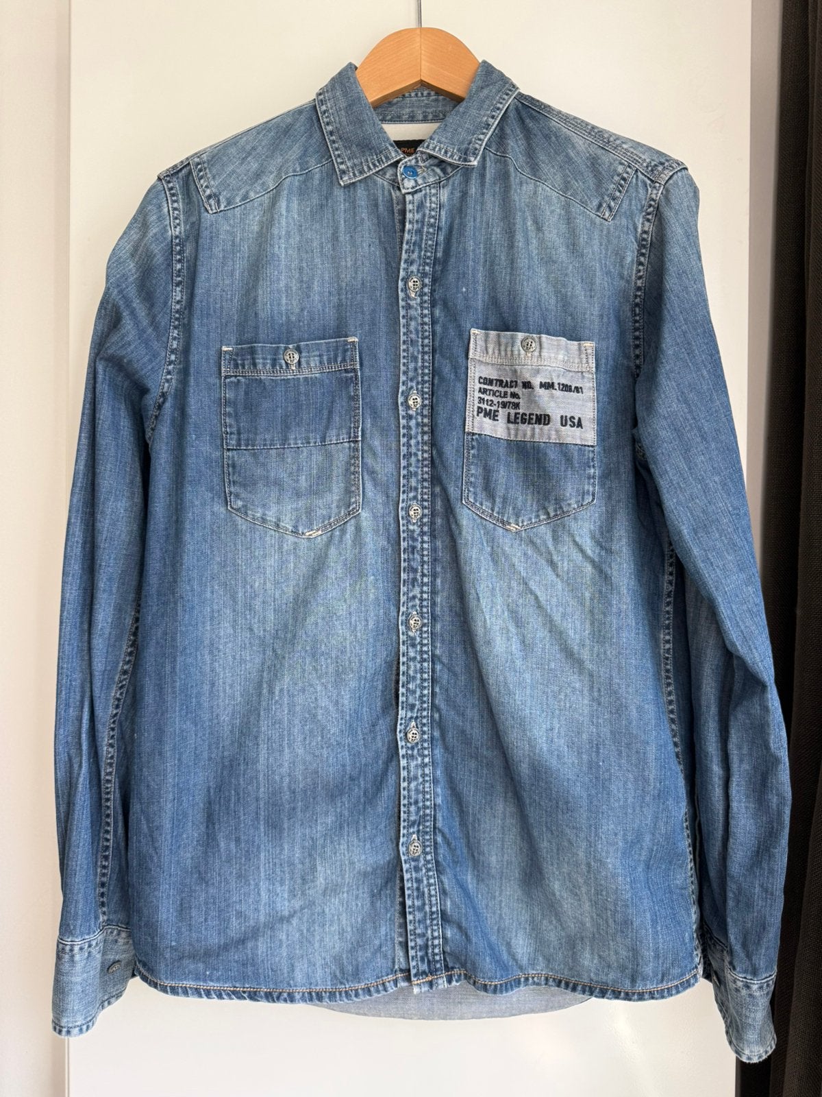 blauw spijkeroverhemd maat M PME LEGEND, Ophalen of Verzenden, Gedragen, Blauw, Halswijdte 39/40 (M)