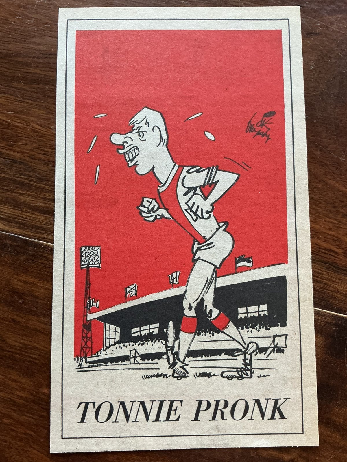 Voetbal karikatuur Dik Bruynesteyn Ajax Tonnie Pronk 1970, Ophalen of Verzenden, Knipsel(s)