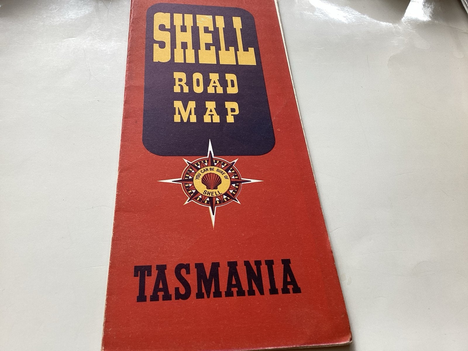 Vintage Shell Road Map Tasmanië - Jaren '50/'60, Gelezen, Overige gebieden, Ophalen of Verzenden, Landkaart