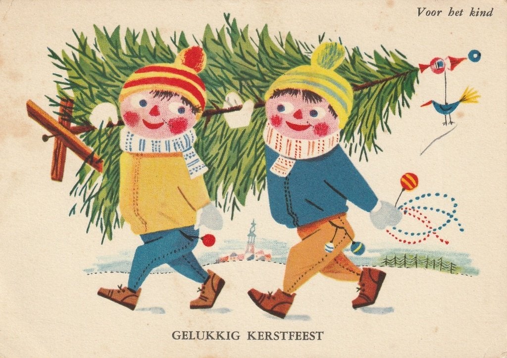 VOOR HET KIND KERST KERSTBOOM JAREN 60 MOOIE OUDE KAART KO11, Ophalen of Verzenden, 1940 tot 1960, Ongelopen