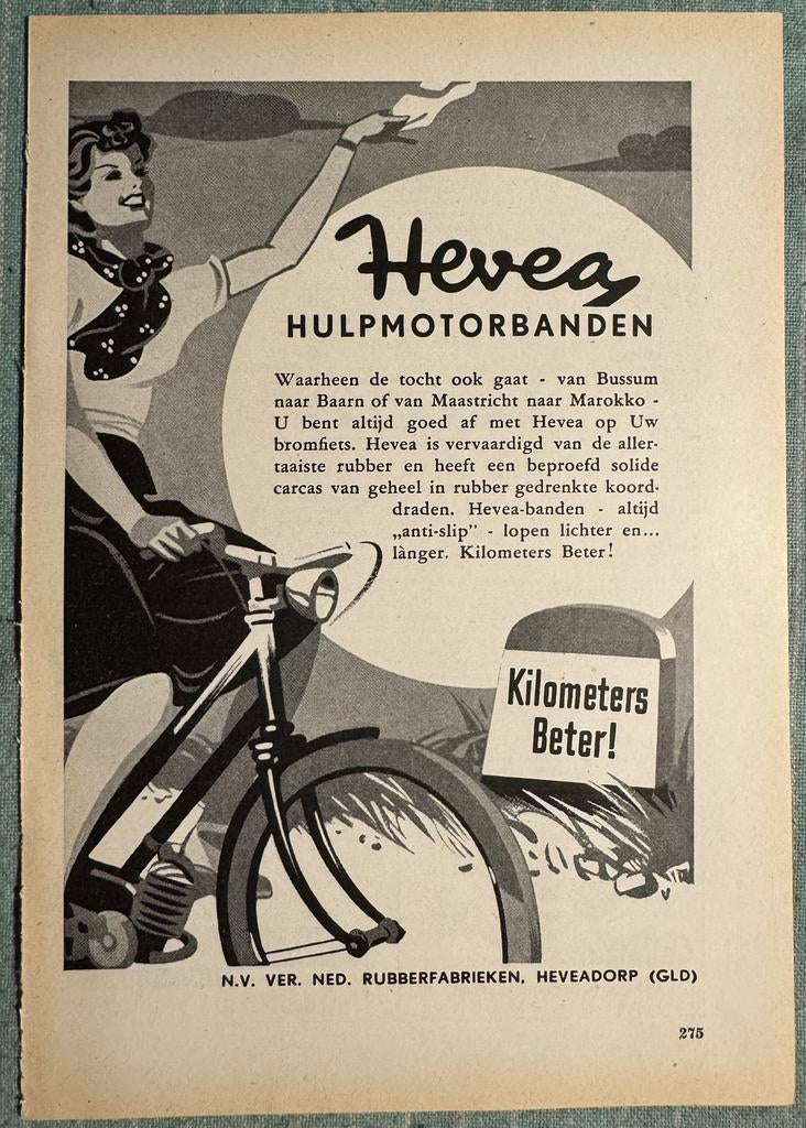 Advertentie Hevea hulpmotor banden, Verzenden, Zo goed als nieuw, Motoren