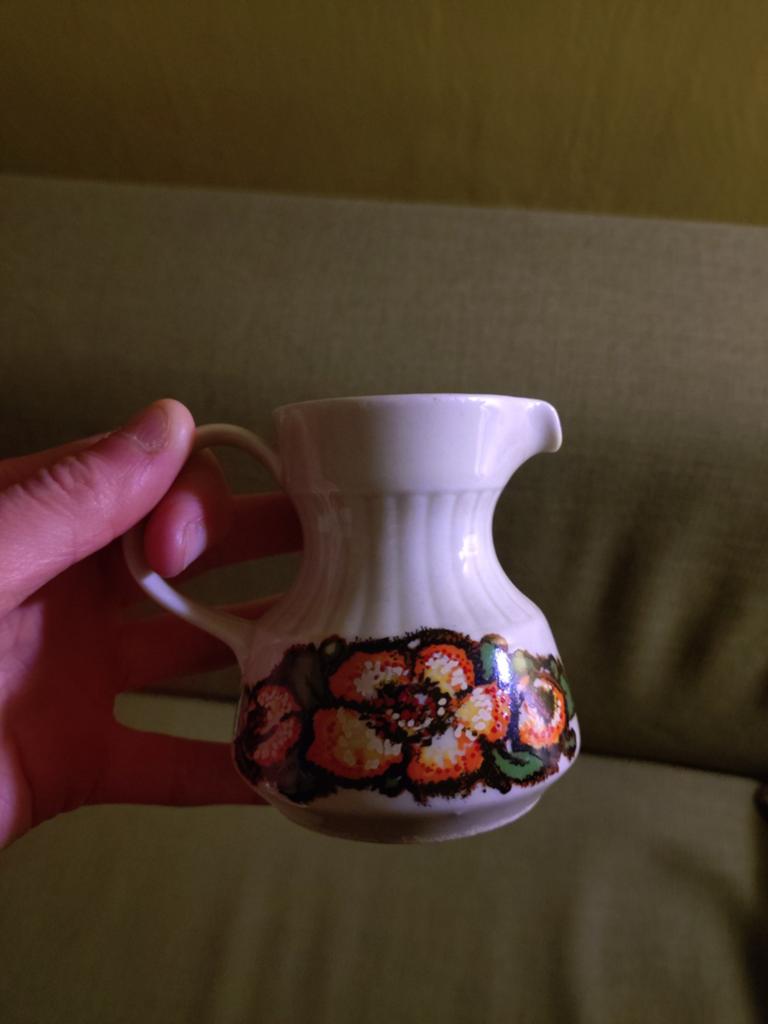 Vintage Melkkannetje met Bloemmotief - Schirnding Bavaria, Ophalen of Verzenden