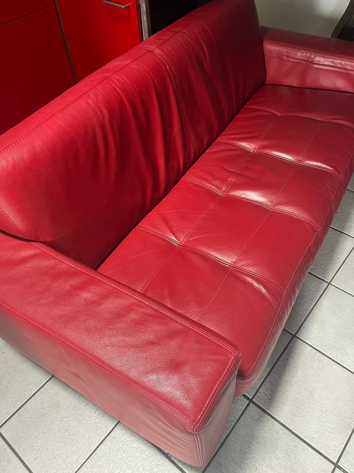 Leren bank gratis, Ophalen, Zo goed als nieuw, 75 tot 100 cm, Tweepersoons