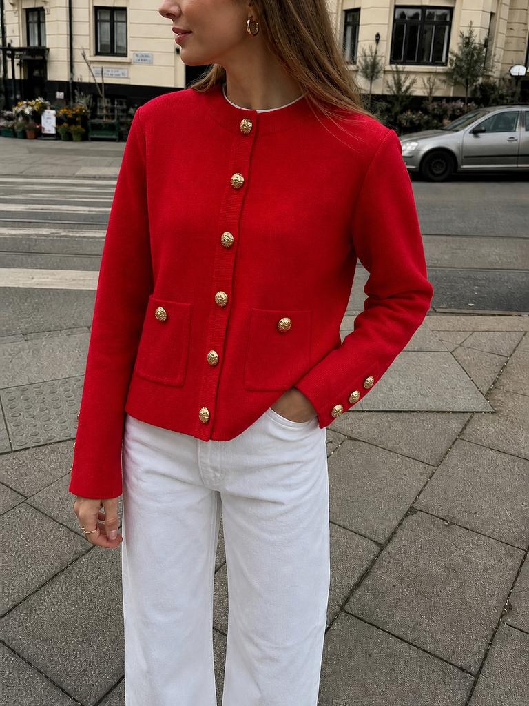 Leo & Ugo Gebreid Vest Rood Maat S, Kleding | Dames, Truien en Vesten, Ophalen of Verzenden, Zo goed als nieuw, Maat 36 (S), Rood