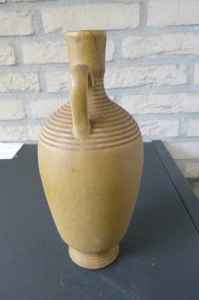 mooie vaas met smalle hals en twee oren, Ophalen of Verzenden, Gebruikt, Overige kleuren, Steen/keramiek