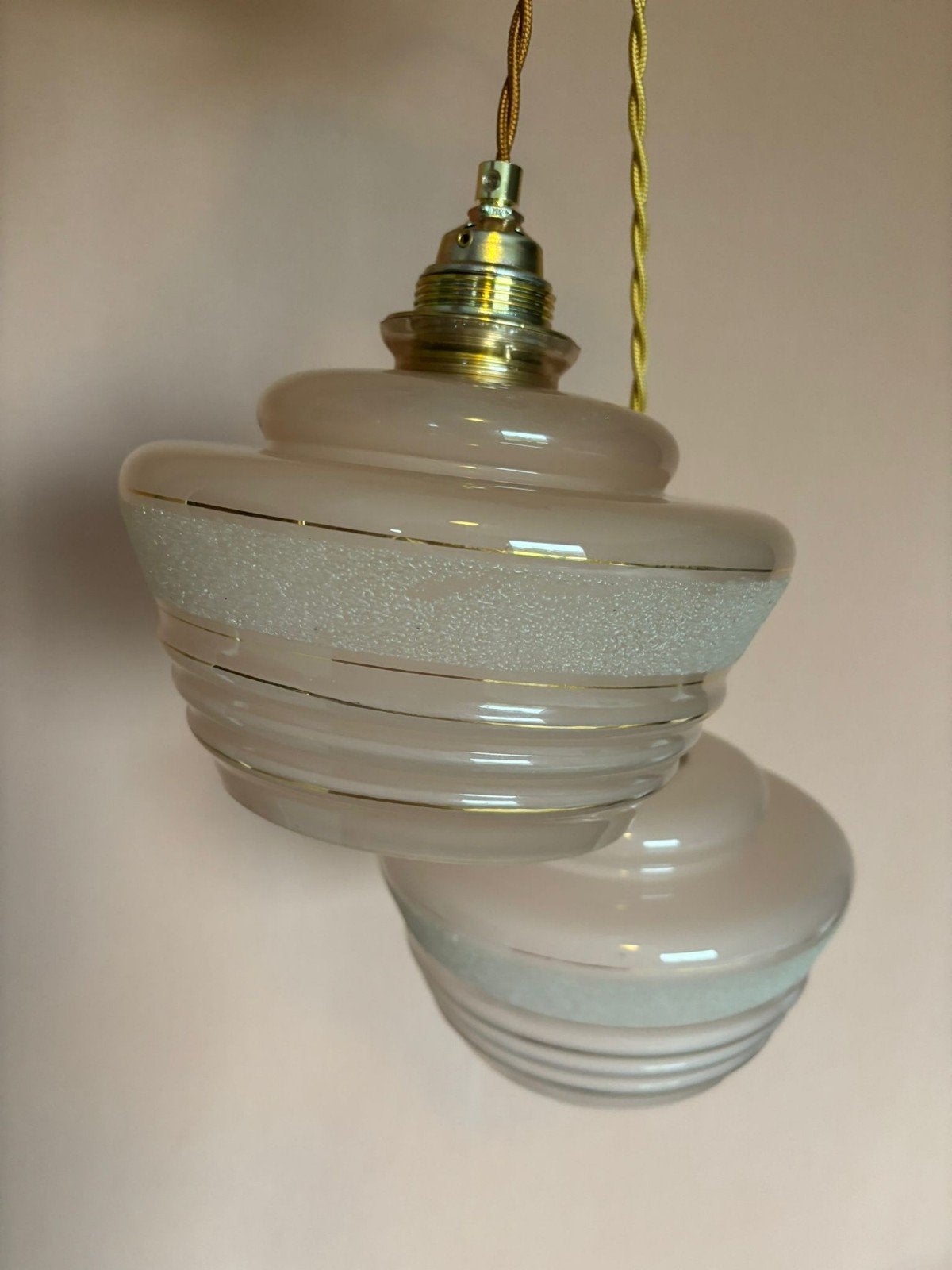 Vintage hanglamp roze, Antiek en Kunst, Ophalen of Verzenden