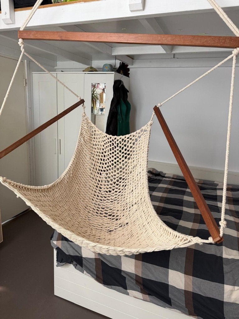 Hangmatstoel "droomschommel" hangmat stoel balkon/huis/tuin, Tuin en Terras, Opvouwbaar, Ophalen of Verzenden, Zo goed als nieuw