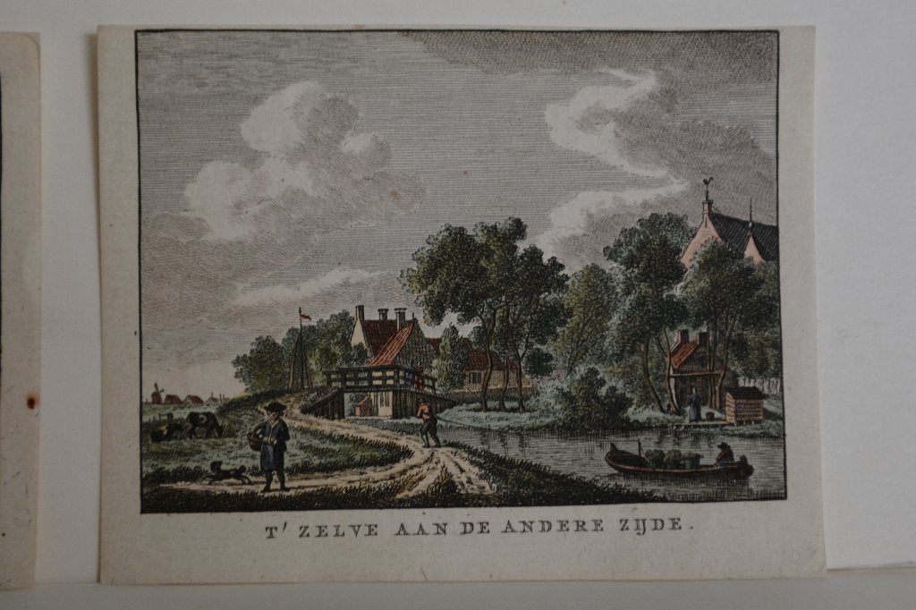 TJERKWERD FRIESLAND Gravures 2X Bulthuis vanaf Bolsward G84, Verzenden, Stadsgezicht, Met tekst, Gravure
