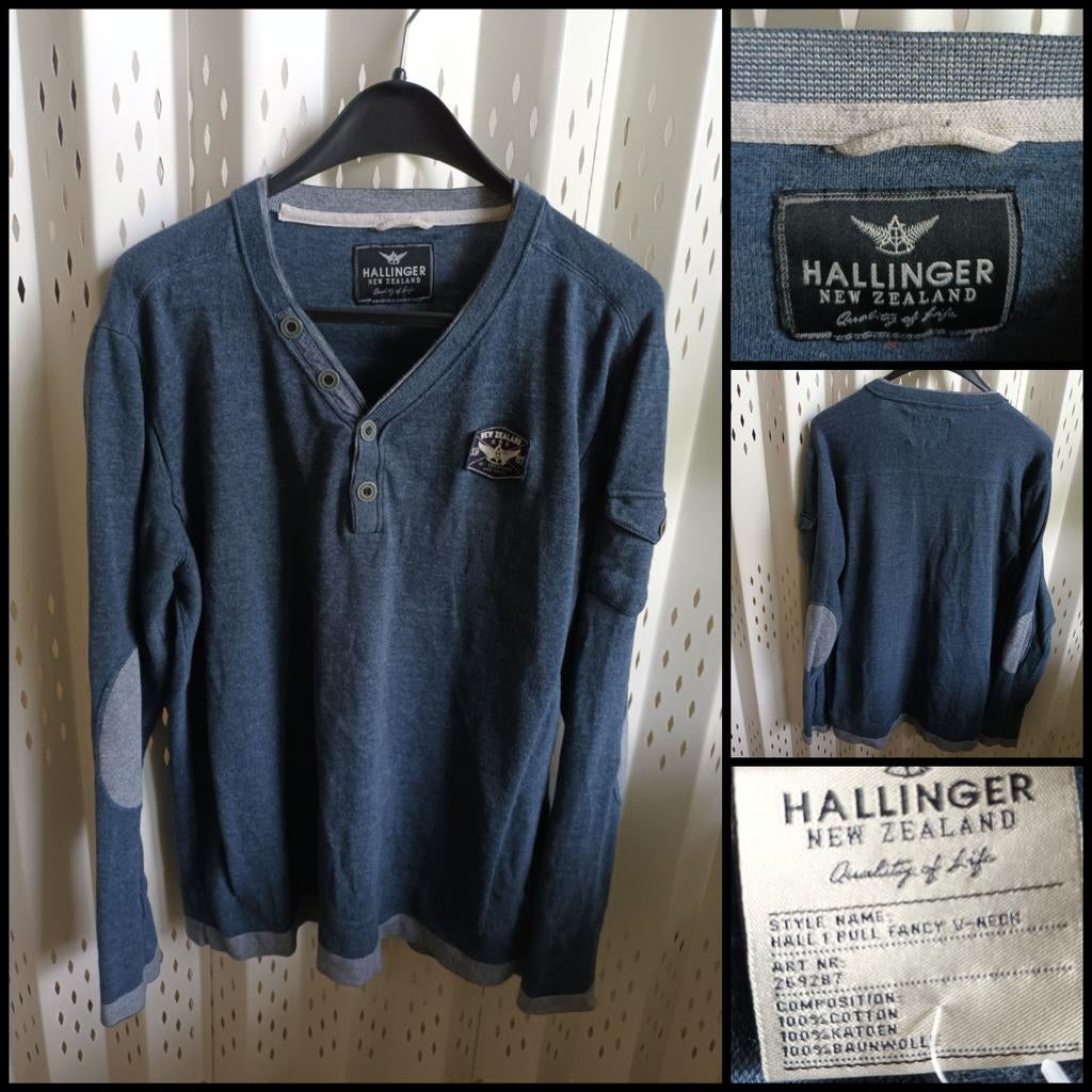 HALLINGER NEW ZEALAND Heren Trui V-hals Maat XL, Blauw, Maat 56/58 (XL), Ophalen of Verzenden, HALLINGER NEW ZEALAND