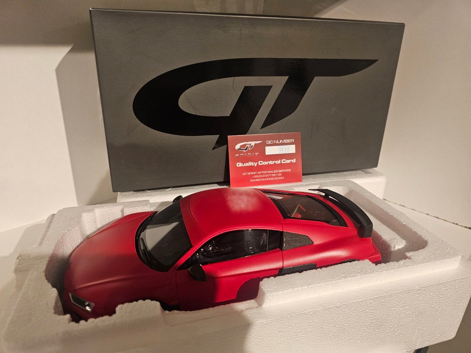 GT SPIRIT GT282 AUDI R8 ABT ROOD, Ophalen of Verzenden, Zo goed als nieuw, Auto, Overige merken