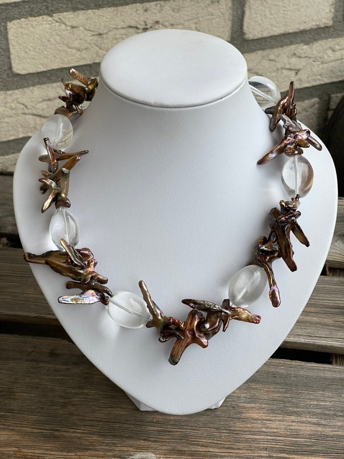 Bergkristal , Biwa zoetwater Parel ketting, Ophalen of Verzenden, Nieuw