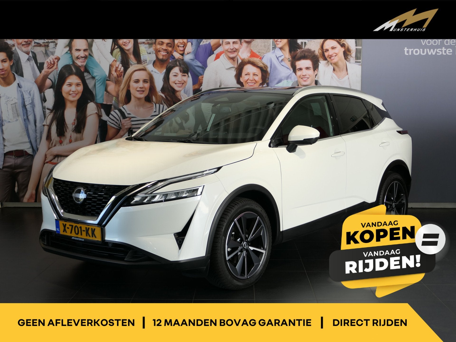 Nissan QASHQAI 1.3 MHEV Xtronic Tekna *1.800kg trekgewicht!*, Auto's, Leder en Stof, Wit, Origineel Nederlands, Qashqai