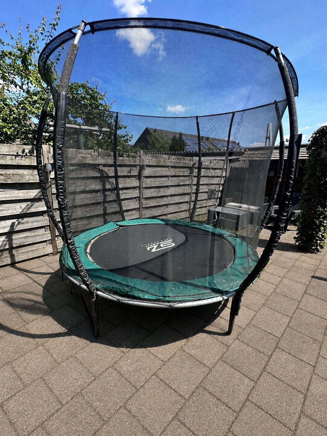 Trampoline Senz Sports J5000 Premium 244cm rond groen + net, Kinderen en Baby's, Ophalen, Gebruikt