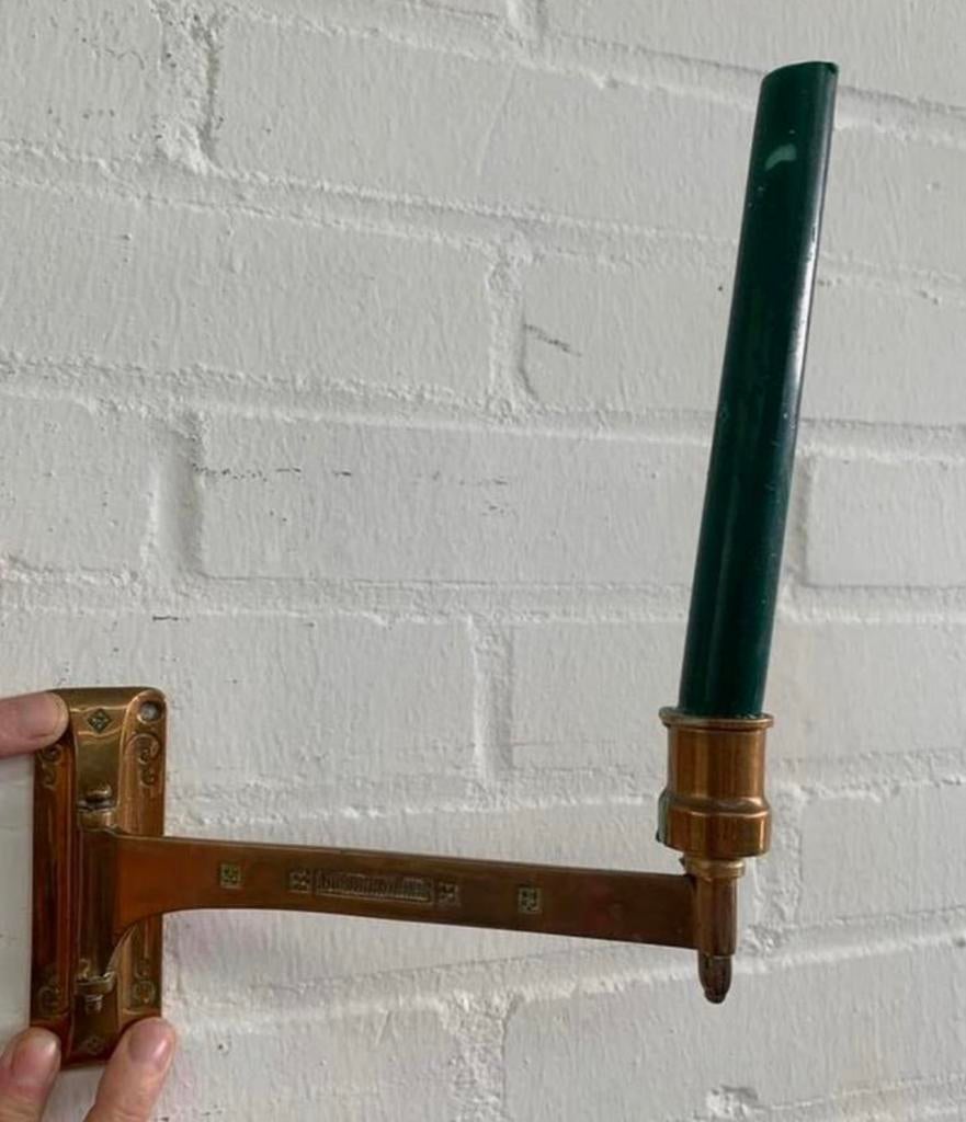 Kandelaar antieke piano brons koperen wandkandelaar, Antiek en Kunst, Antiek | Kandelaars, Ophalen of Verzenden