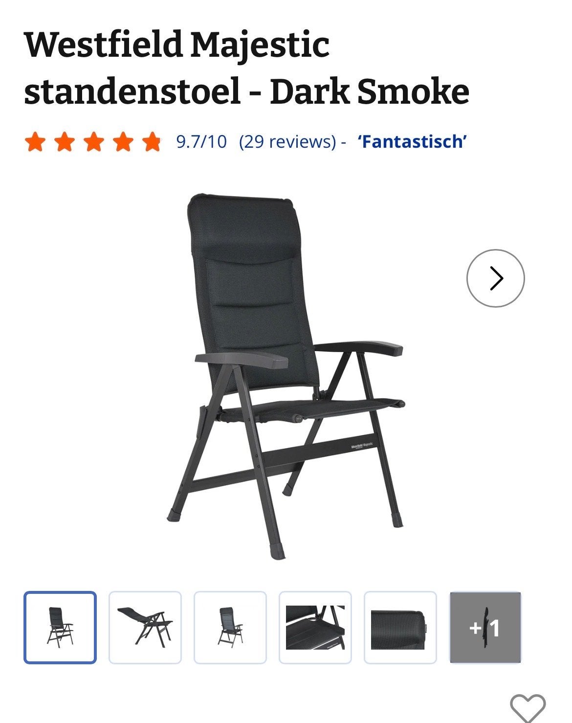 2 Westfield Majestic standenstoelen - Dark Smoke, Ophalen, Nieuw, Campingstoel