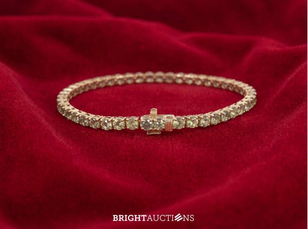 Gouden tennisarmband met natuurlijke saffieren, Sieraden, Tassen en Uiterlijk, Niet ingevuld, Nieuw, Met edelsteen, Goud