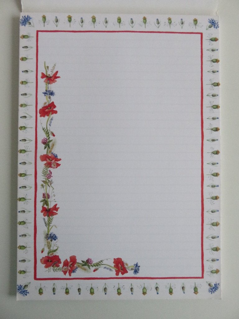 Briefpapier Janneke Brinkman Salentijn klaprozen korenbloem, Ophalen of Verzenden, Zo goed als nieuw
