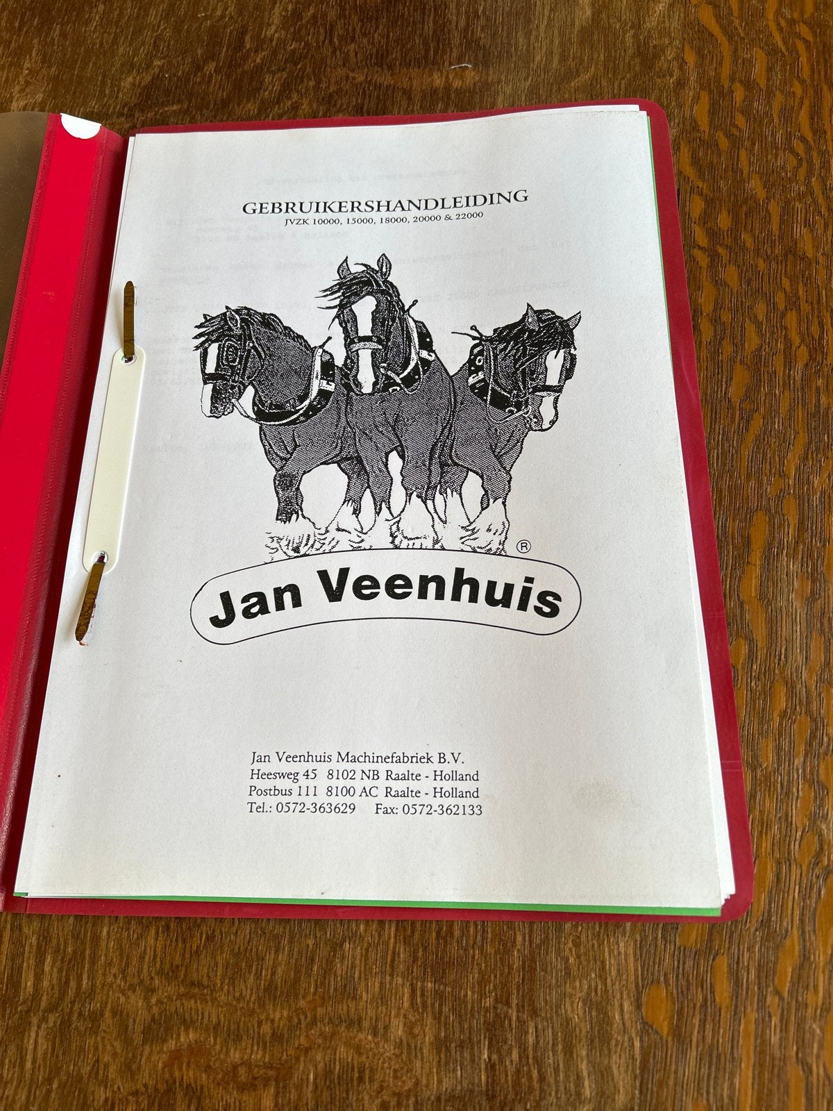 Gebruikershandleiding Jan Veenhuis JVZK 10000, 15000, 18000,, Ophalen of Verzenden