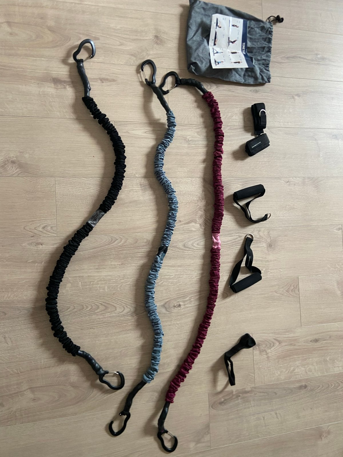 Weerstandsbanden Set met Accessoires, Sport en Fitness, Fitnessmaterialen, Ophalen, Zo goed als nieuw, Armen, Weerstandband