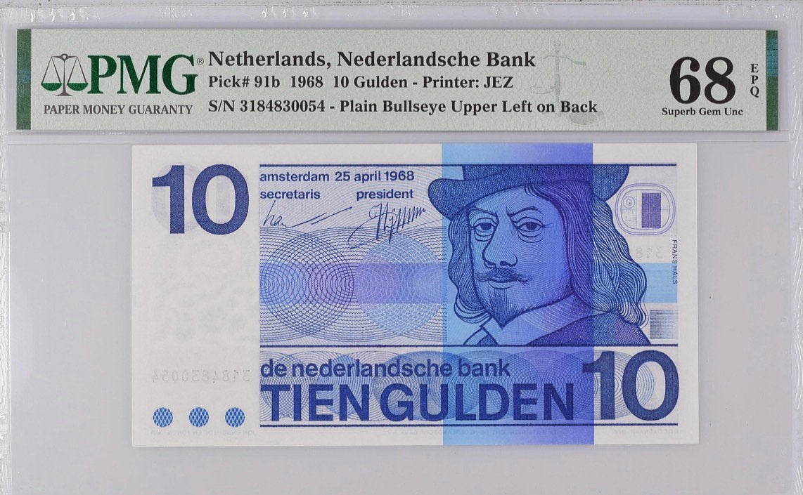 UNC biljet 10 Gulden Frans Hals | PMG 68 EPQ, Postzegels en Munten, Ophalen of Verzenden, 10 gulden