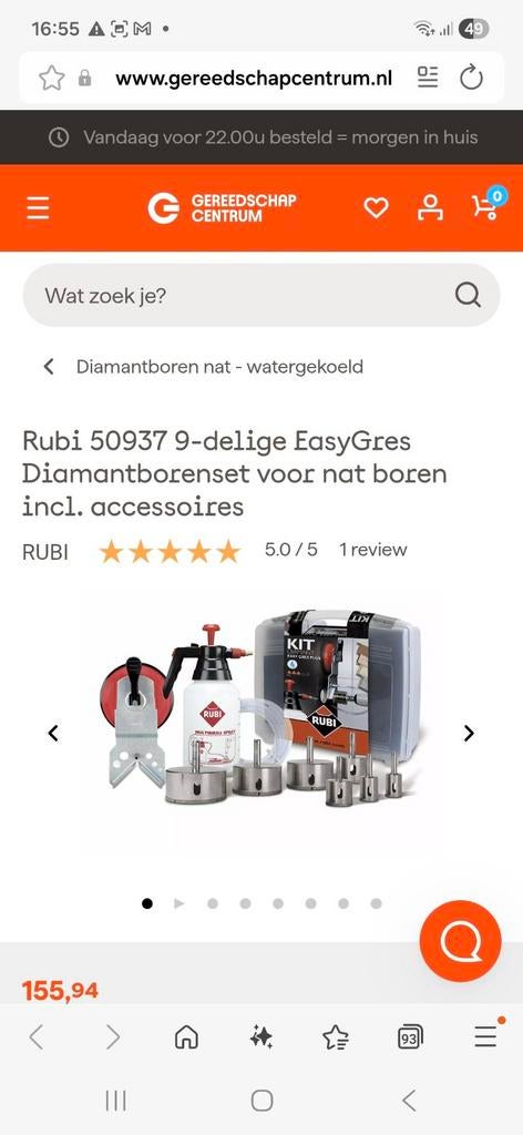 Rubi 50937 9-delige EasyGres Diamantborensset voor nat boren, Ophalen of Verzenden