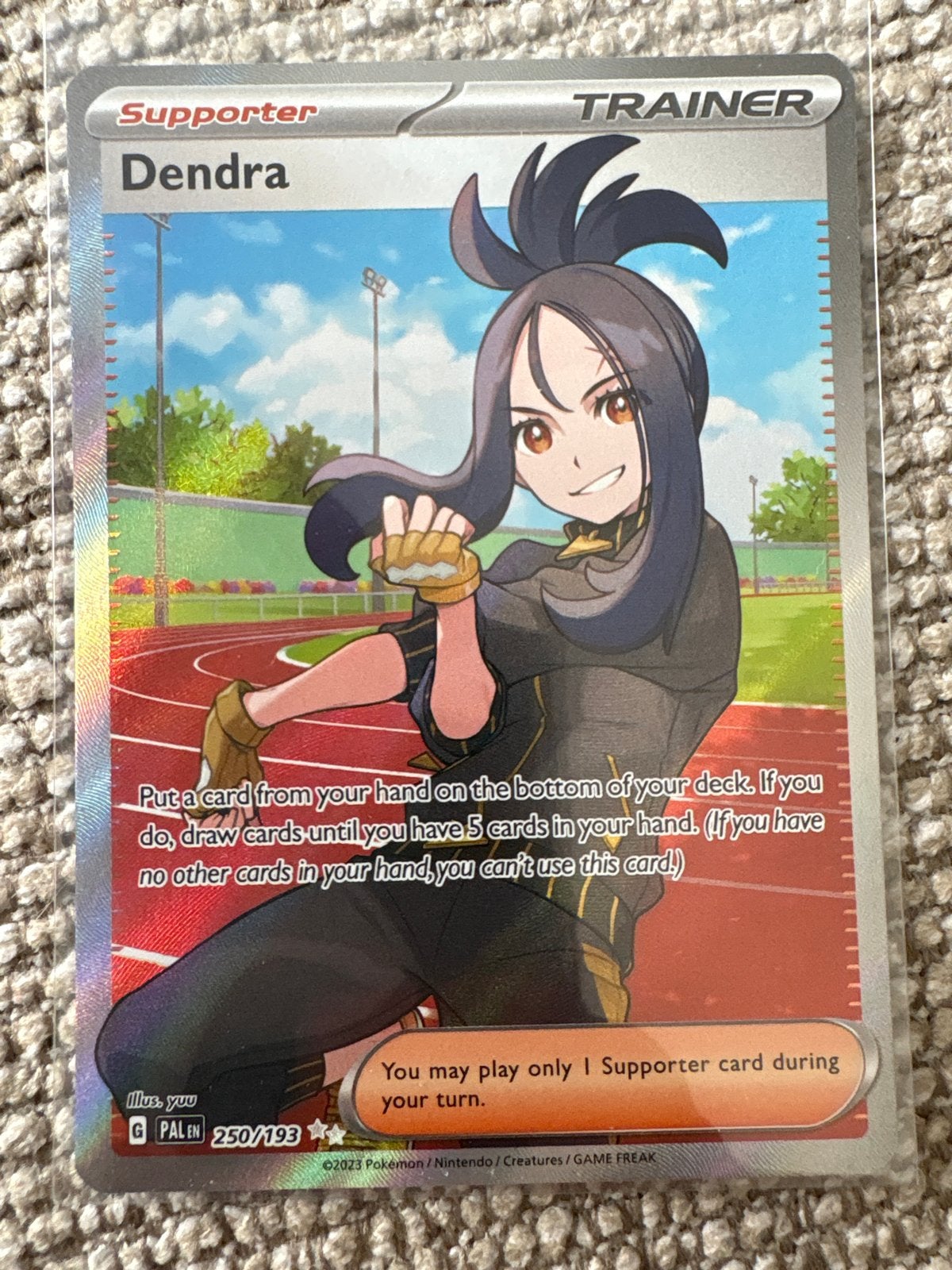 Dendra Trainer Kaart 250/193 PAL Full Art, Ophalen of Verzenden, Zo goed als nieuw, Losse kaart, Foil