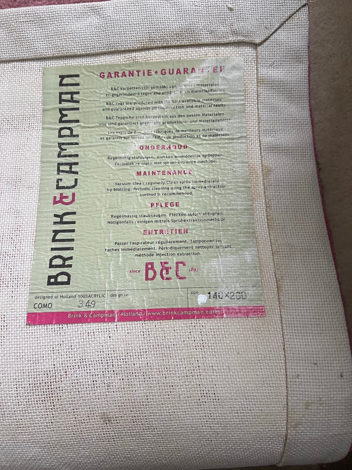 Brink en Campman Vloerkleed - Zo goed als nieuw, Ophalen, 100 tot 150 cm, Zo goed als nieuw, 150 tot 200 cm