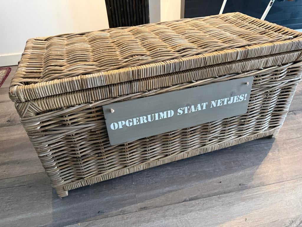 Premium kwaliteit opbergmand van gevlochten materiaal, Overige materialen, 50 tot 100 cm, Ophalen of Verzenden, Zo goed als nieuw
