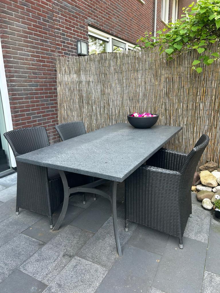 Zware kwaliteit granieten tuintafel - 90x180 cm, Tuin en Terras, Tuintafels, Ophalen, Gebruikt, Rechthoekig, Overige materialen
