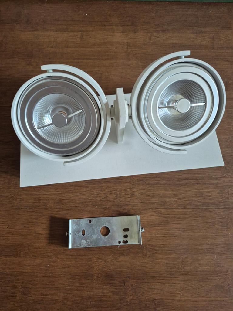 Lucide AR111 LED Spot - Wit, 2x12W, Dimbaar, Ophalen of Verzenden, Gebruikt, Modern, Industrieel