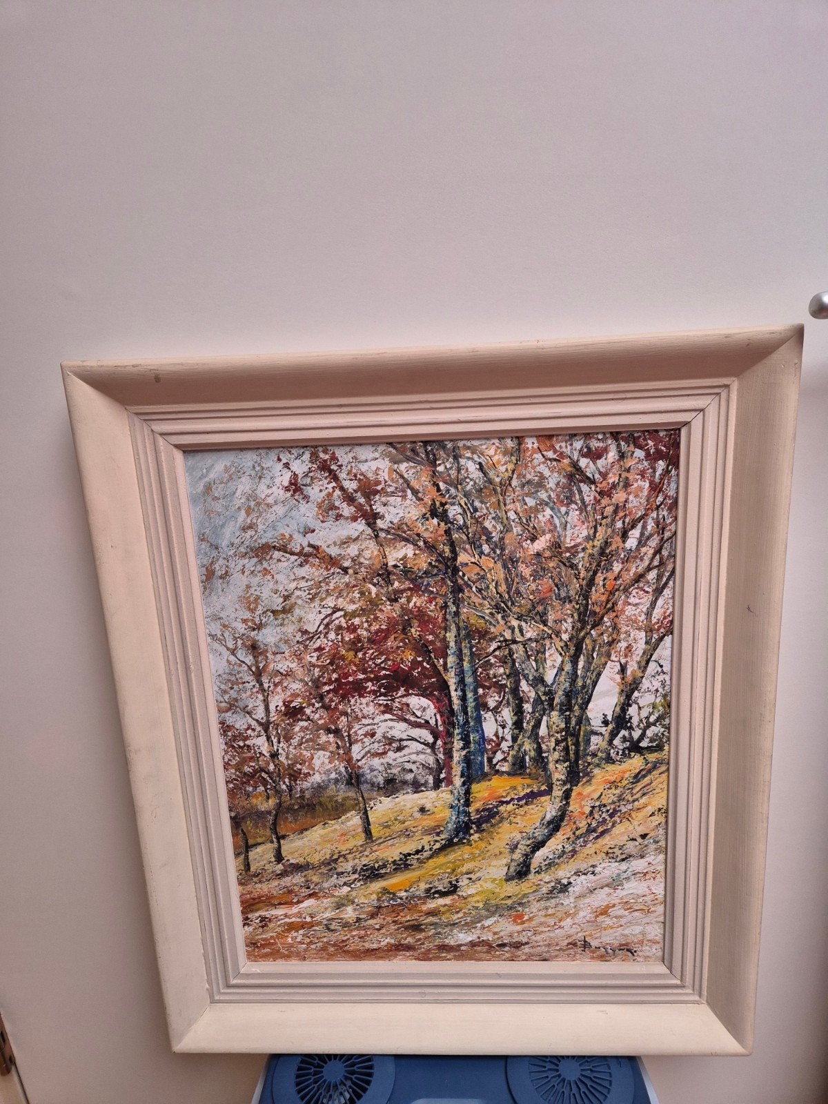 Schilderij Herfstlandschap met bomen, gesigneerd, Antiek en Kunst, Ophalen, Paneel, Landschap, Olieverf