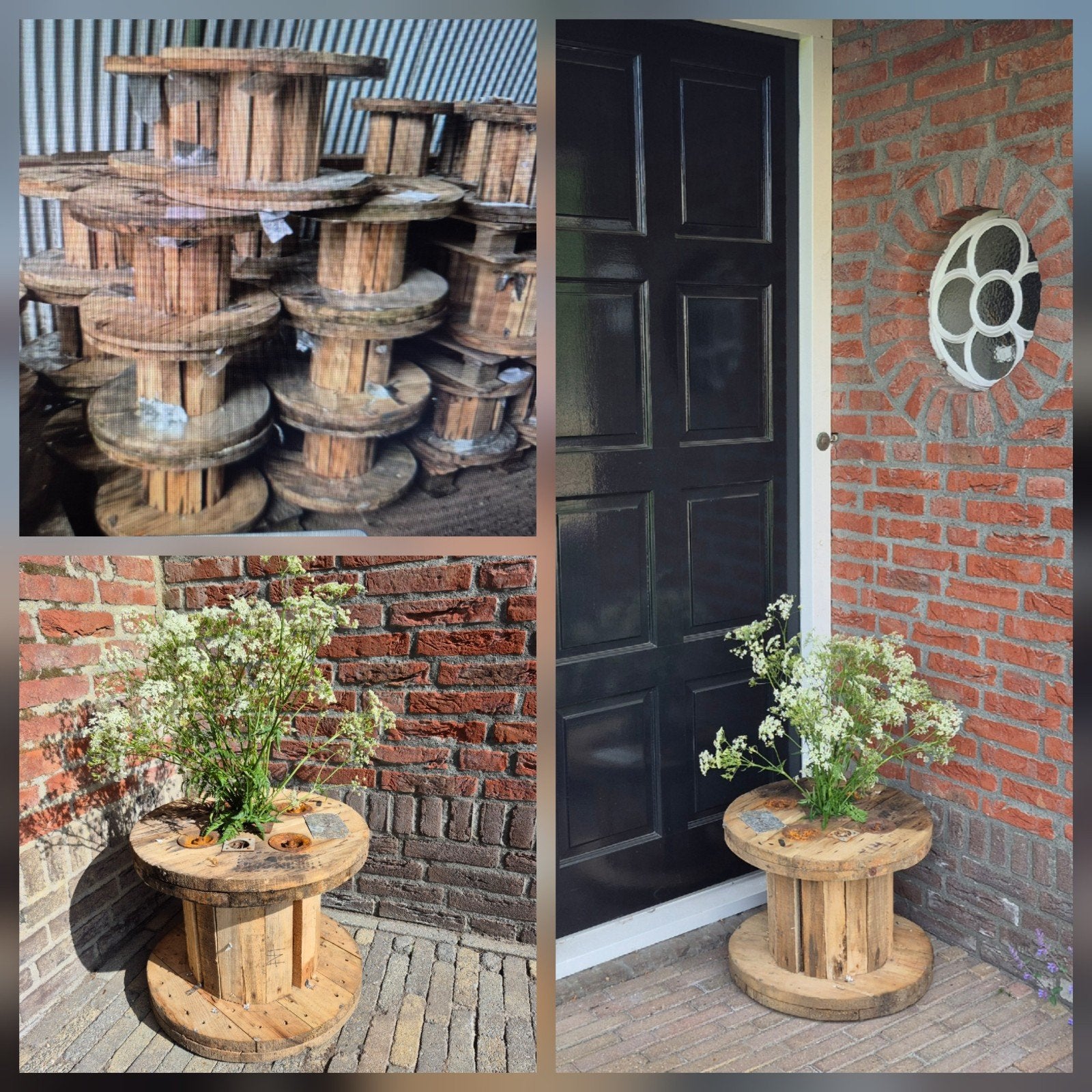 Prachtige stoere houten tafeltjes, Tuin en Terras, Tuintafels, Ophalen of Verzenden